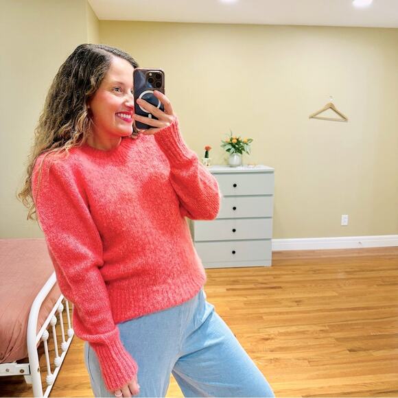 NWT Marant Etoile Pink Coral Mohair Wool Pullover Esmee Sweater 36 Medium - Picture 1 of 15